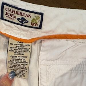Caribbean Joe White Cotton Shorts with Orange Piping